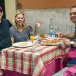 People in a mountain lodge