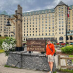 A man outside the Fairmont Chateau Lake Louise