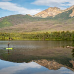 Paddle boarding across Pyramid Lake