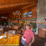 A man sitting at a table at Pyramid Lake Resort