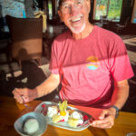 A man eating at the Pyramid Lake Resort