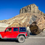 A red Jeep