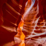 Light reflecting across the Antelope Canyon