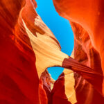 The blue sky under the Antelope Canyon