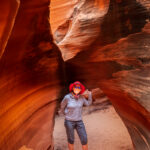 A woman exploring the Antelope Canyon