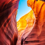 The blue sky above the canyon