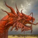 A head of a dragon statue at Borrego Springs  