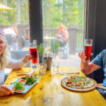 Two people eating at the Emerald Lake Lodge