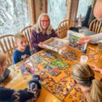 A family doing jigsaw puzzles