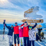 A happy skiing family