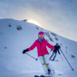 A woman skiing