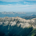 Flying over a mountain range  