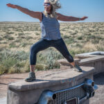 A woman having fun at the Petrified Forest